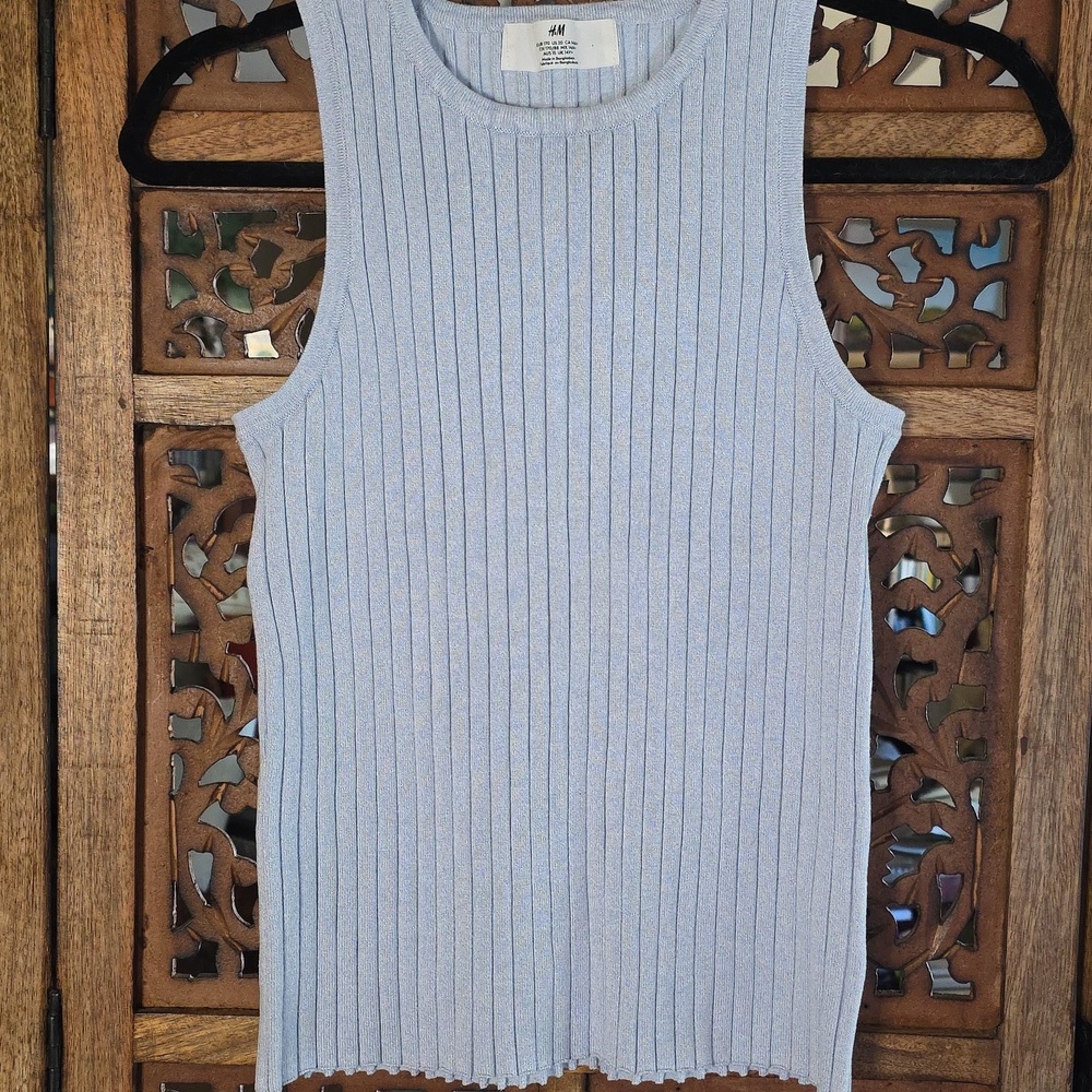H&M Sky Blue Ribbed Sleeveless Top